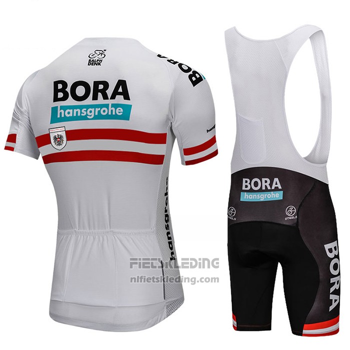 2018 Fietskleding Bora Kampioen Oostenrijk Wit Korte Mouwen en Koersbroek